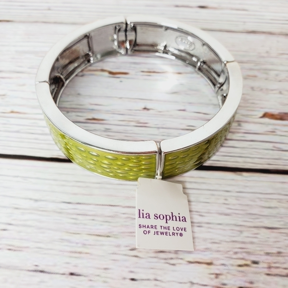 NEW LIA SOPHIA LIME GREEN CUFF BRACELET‎